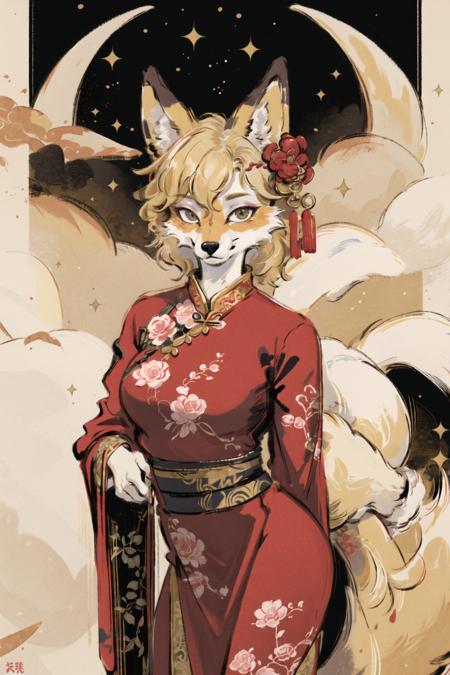 00874-63627205-masterpiece,highres,furry fox girl,solo,blonde,chinese dress, hair ornament, anicent china_looking at viewer, _.png